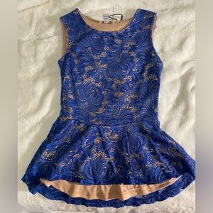 Blue Floral Lace Peplum Top